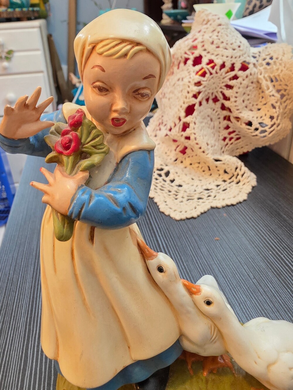 Vintage Dutch Girl with Geese, Holland Mold Co